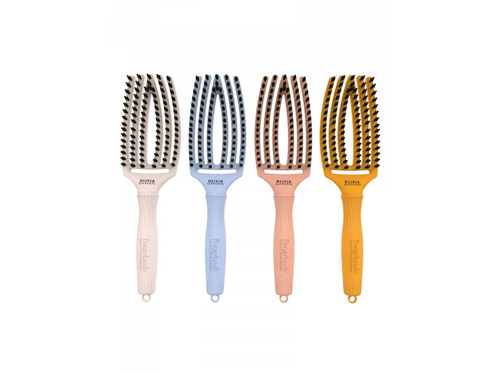 Olivia Garden FingerBrush Bloom Pastel Blue - plochý kartáč